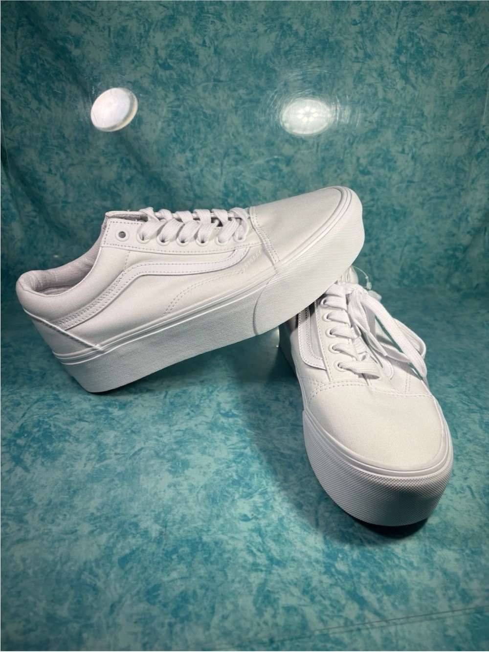 Vans Old Skool Stack Platform True White Women’s Low Top Shoes Sneakers 10